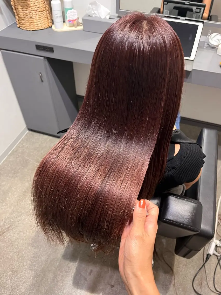 ロング カラー パーマ 縮毛矯正 トリートメント カット ヘアカラー 縮毛矯正 堀越 エリのヘアスタイル