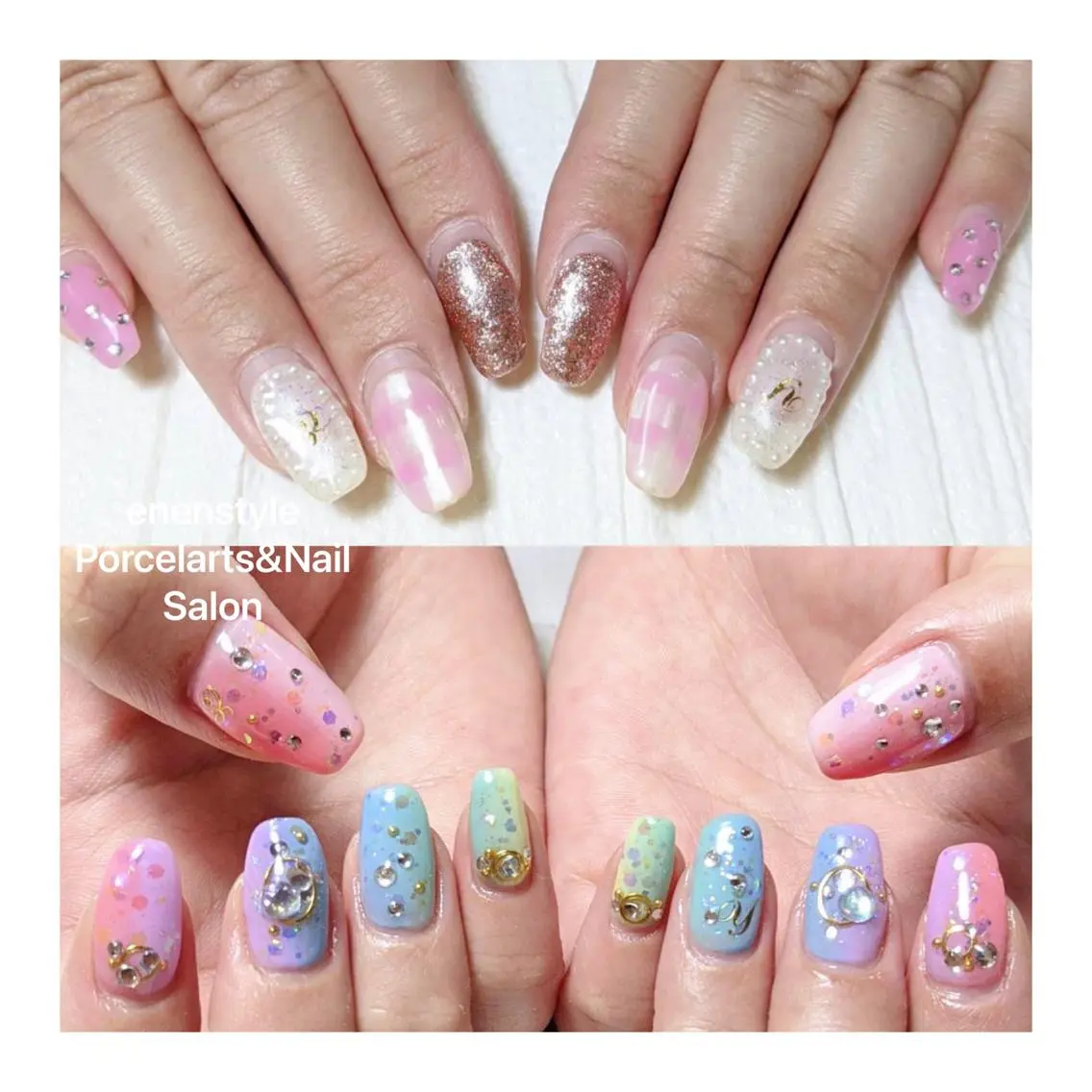 ミディアム ネイル ハンドネイル 🐾enen style 🐾のネイルデザイン