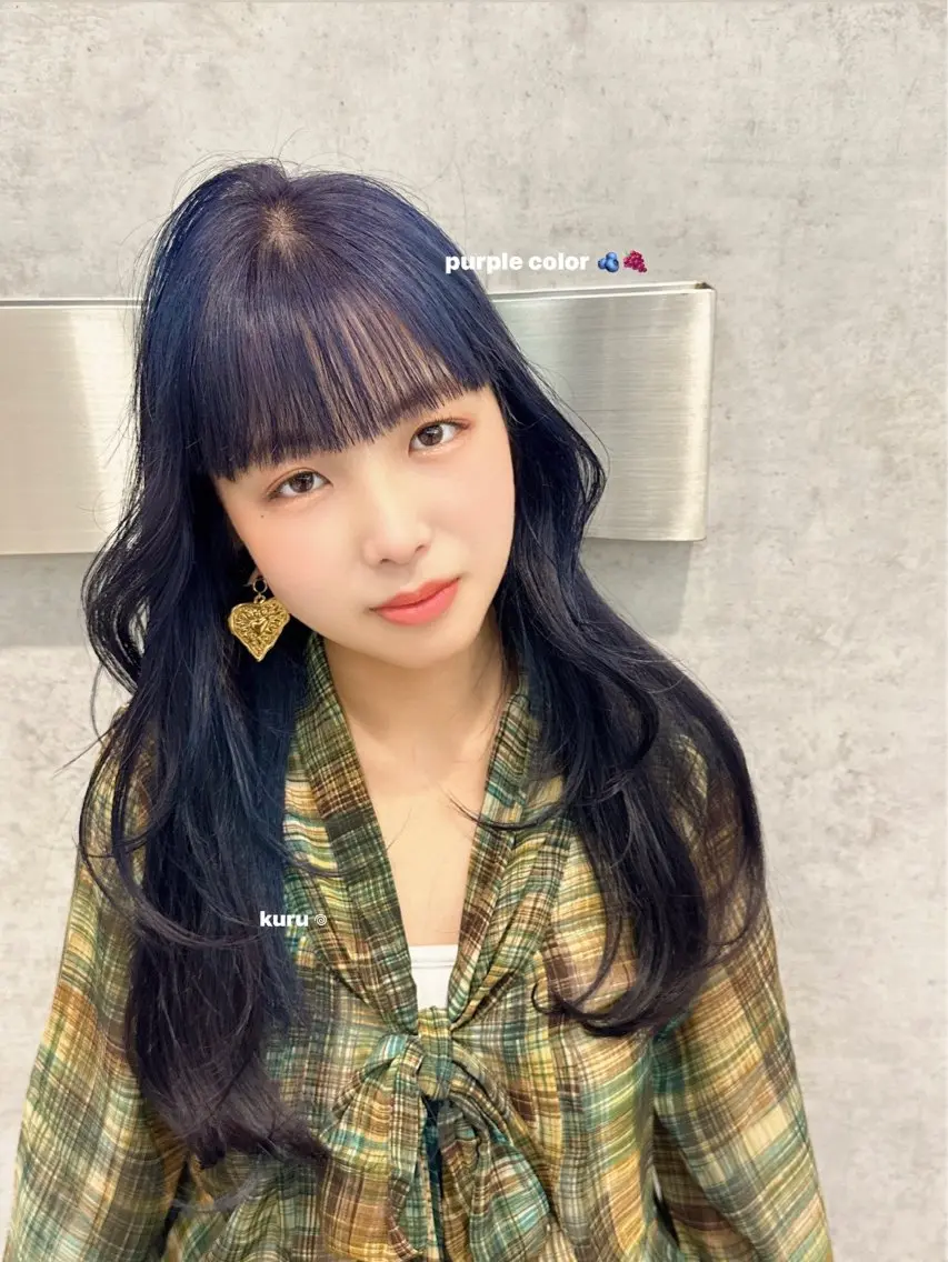 ロング カラー ブリーチ ブルーカラー ブルーパープル ハイトーンカラー パープルカラー レディース特化🤍 MIYUKIのヘアスタイル