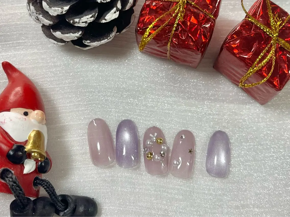 ネイル ジェルネイル マグネットネイル パラジェル 冬ネイル クリスマス kiki nail &brow二子玉川のネイルデザイン