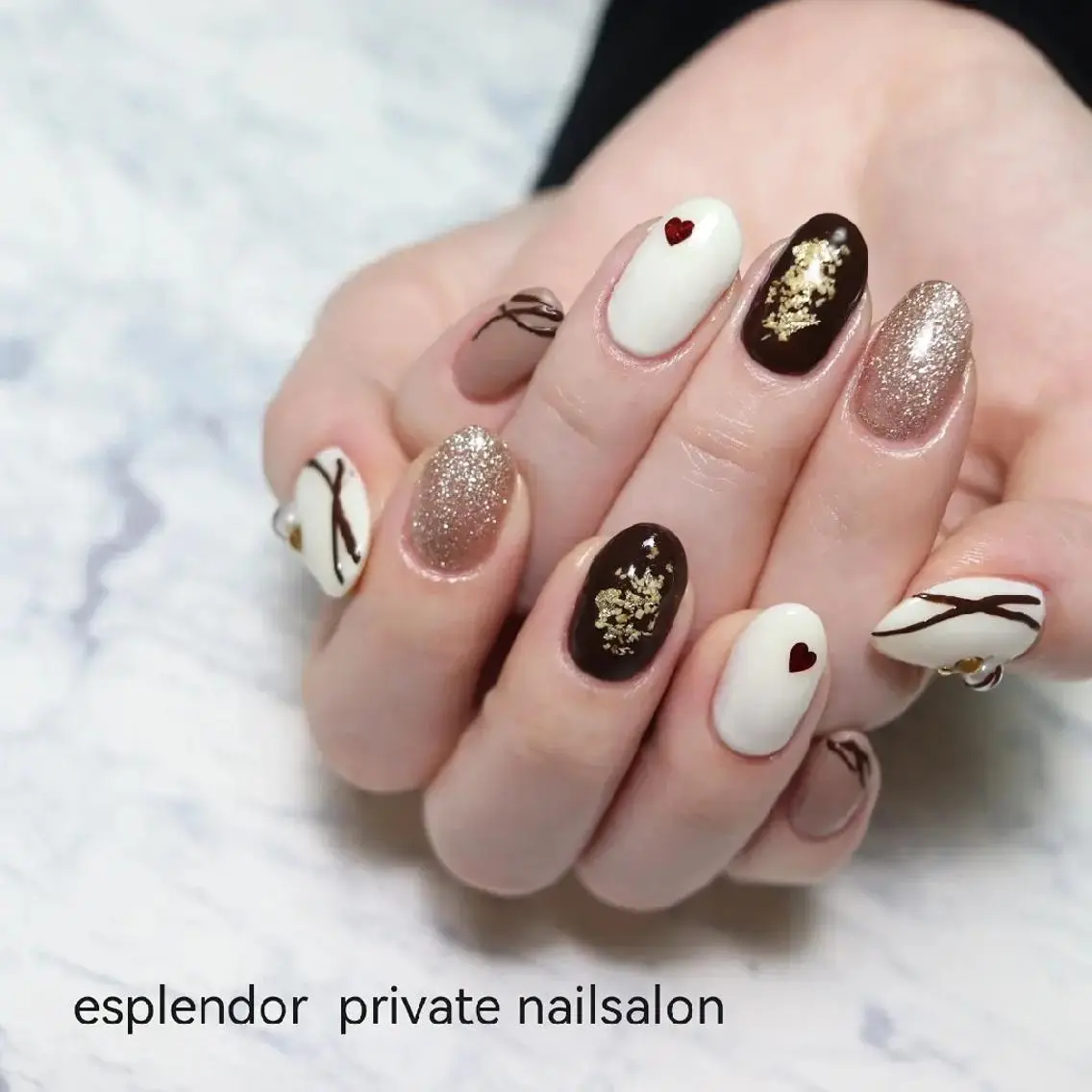 ネイル バレンタイン ハンドネイル ハンドケア esplendor  小野寺のネイルデザイン