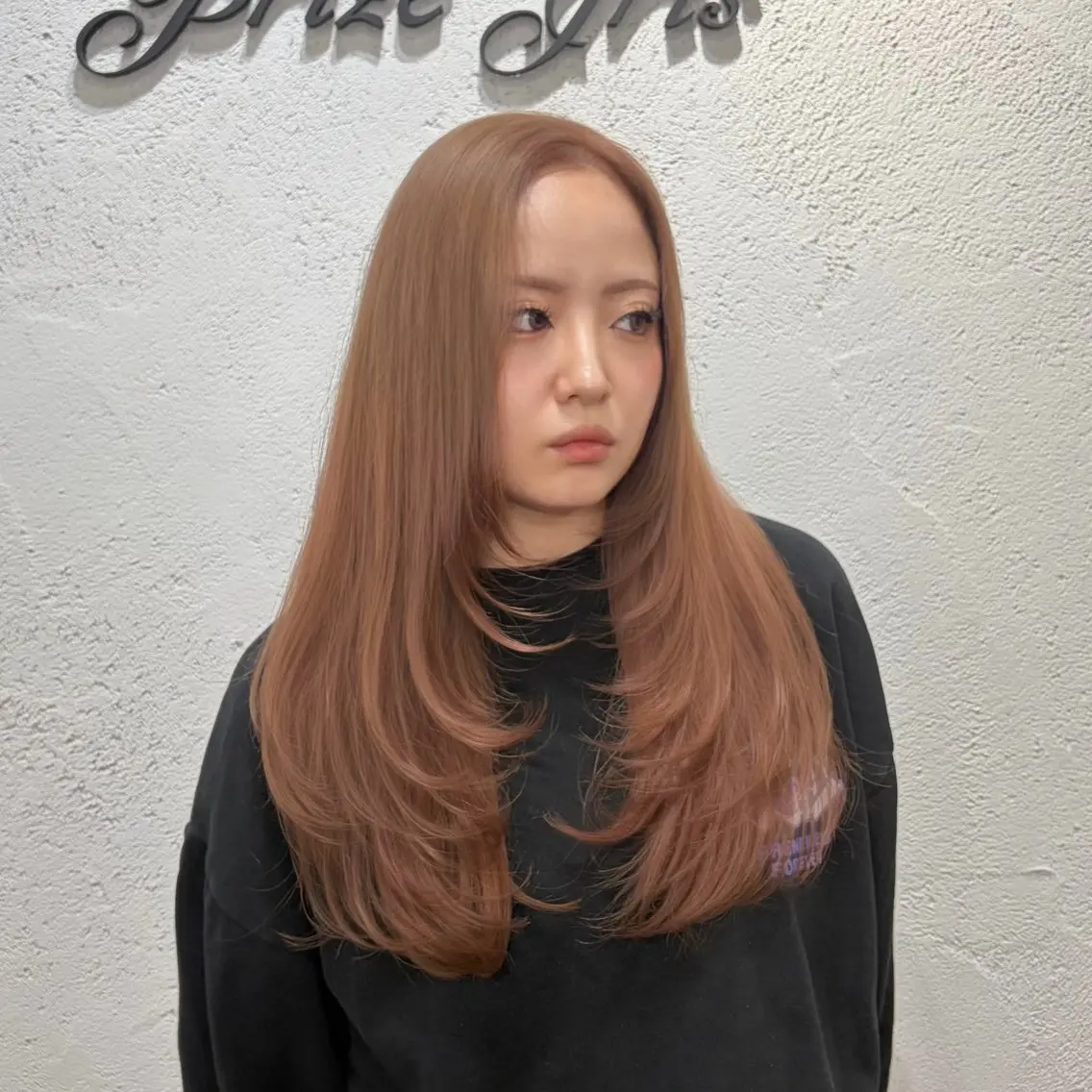 ロング カラー ベージュカラー ピンクカラー ピンクベージュ レイヤーカット カット ヘアカラー トリートメント 🪽レイヤーカット/ 韓国ヘア🦋hinaのヘアスタイル