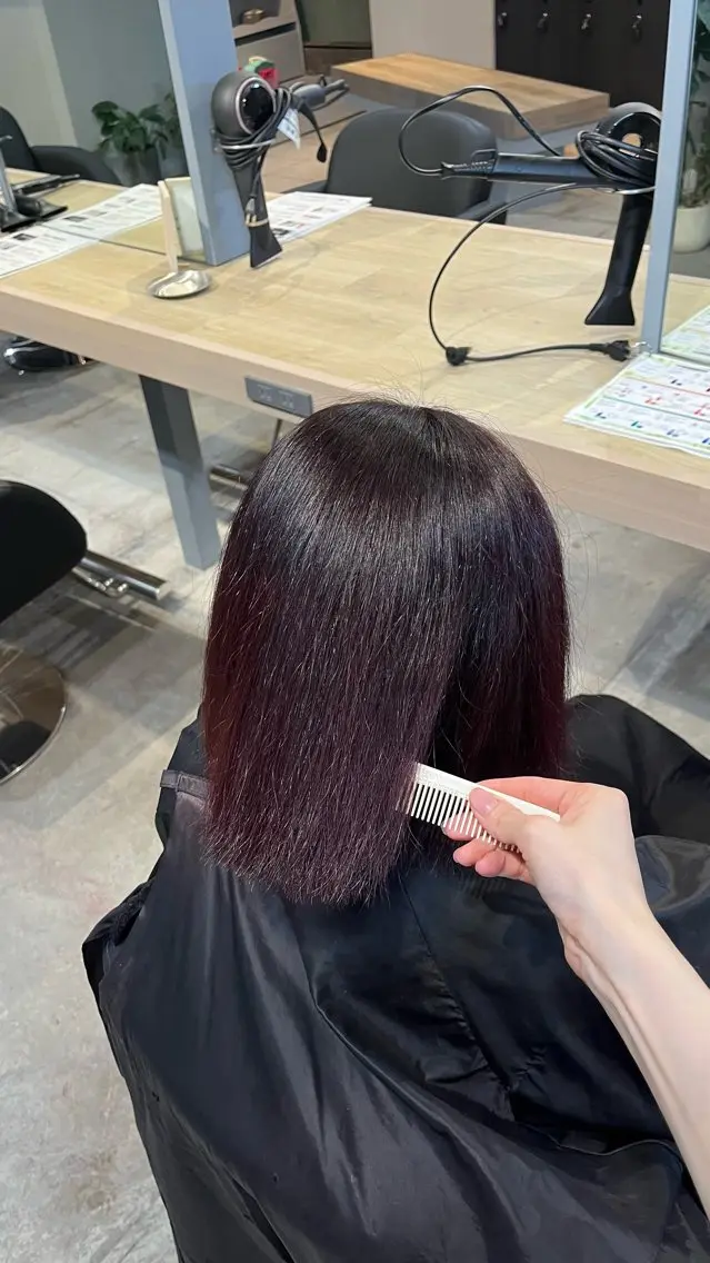 ミディアム カラー ブリーチ レッドカラー Lia 瑠莉花のヘアスタイル