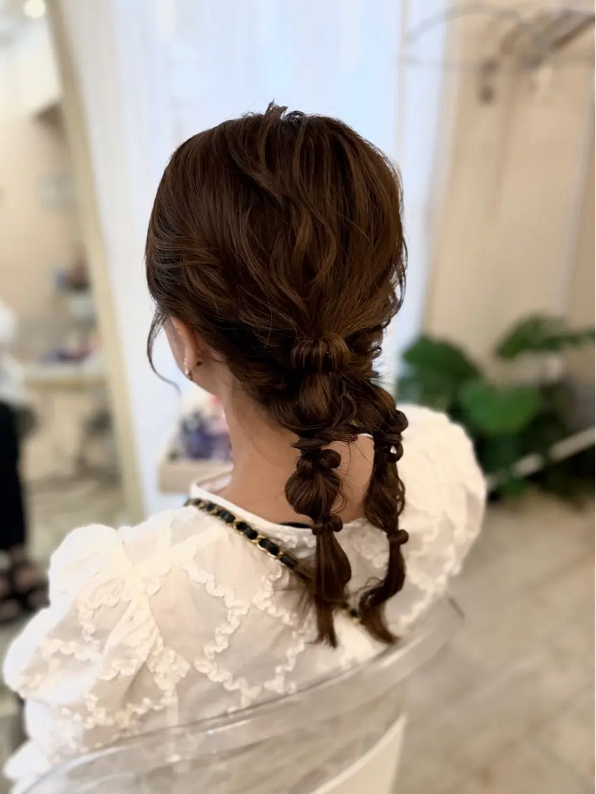 セミロング ヘアアレンジ ヘアセット 梅田茶屋町ヘアセット 🎀RIONA🎀のヘアスタイル