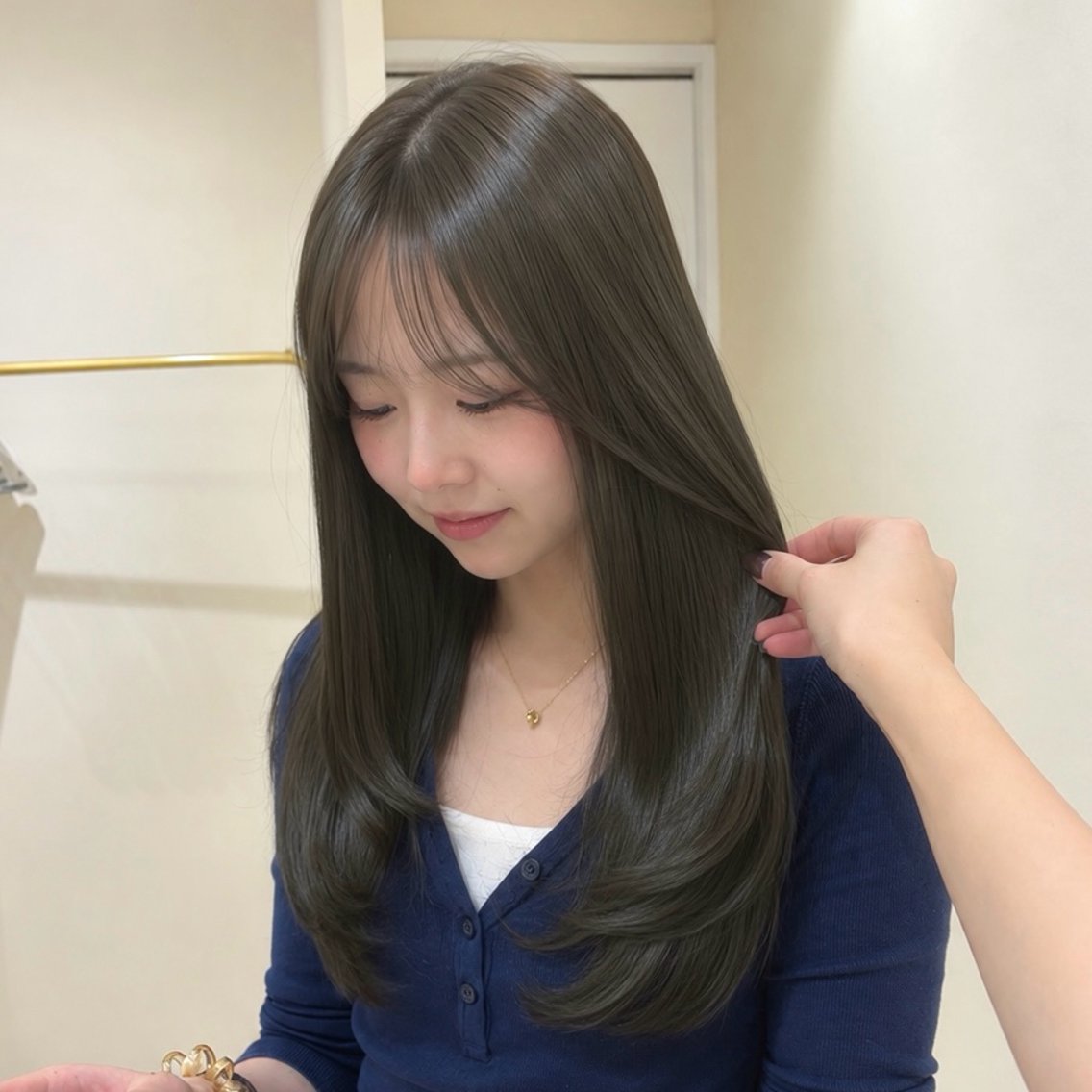 ロング カット ヘアカラー オリーブカラー🍐/ 韓国レイヤー/toaのヘアスタイル
