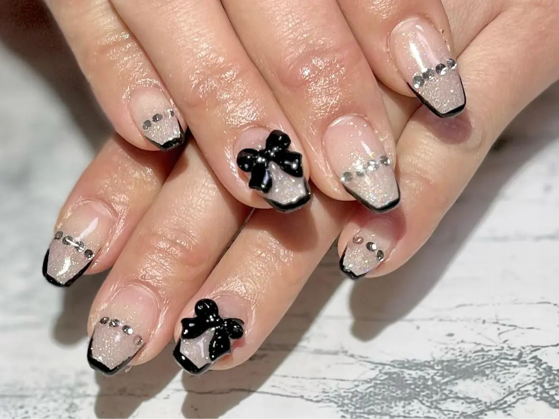 ネイル フットネイル ニュアンスネイル リボン シンプルネイル 春ネイル nail fufla ♡yamane♡のネイルデザイン