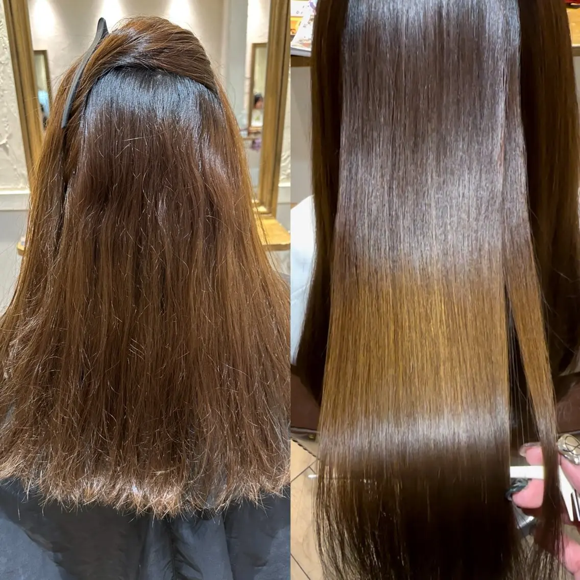 cut + 縮毛矯正(iron straight)の写真