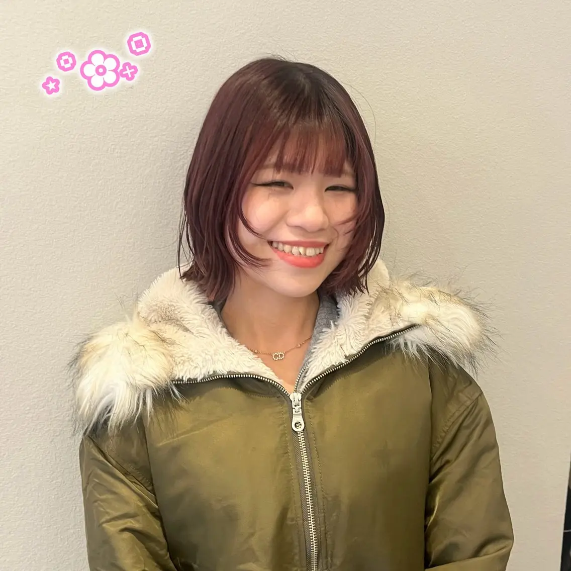 カラー ブラウンカラー レッドカラー ボブ カット ヘアカラー 顔周り/ガーリー /ヘアメ/あつはのヘアスタイル