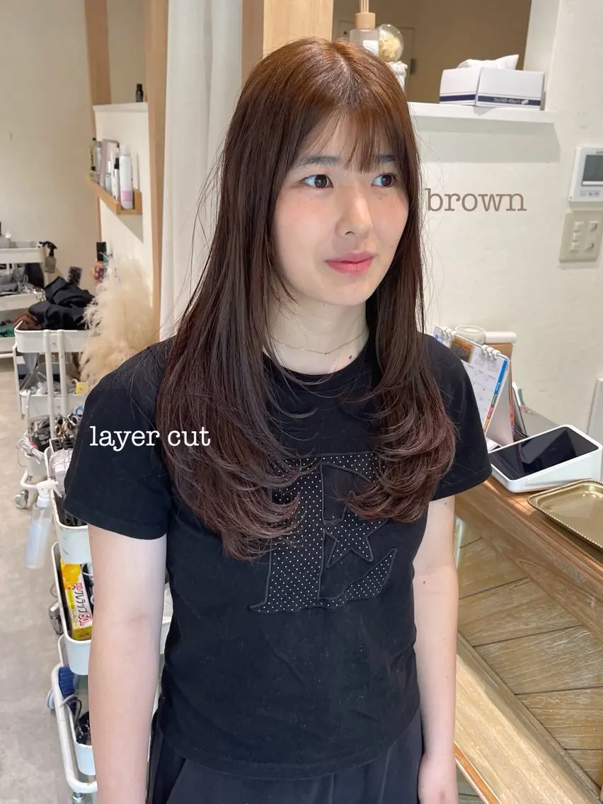 ロング カラー カット ヘアカラー ミレイ/layer/ ブリーチなしWカラーのヘアスタイル