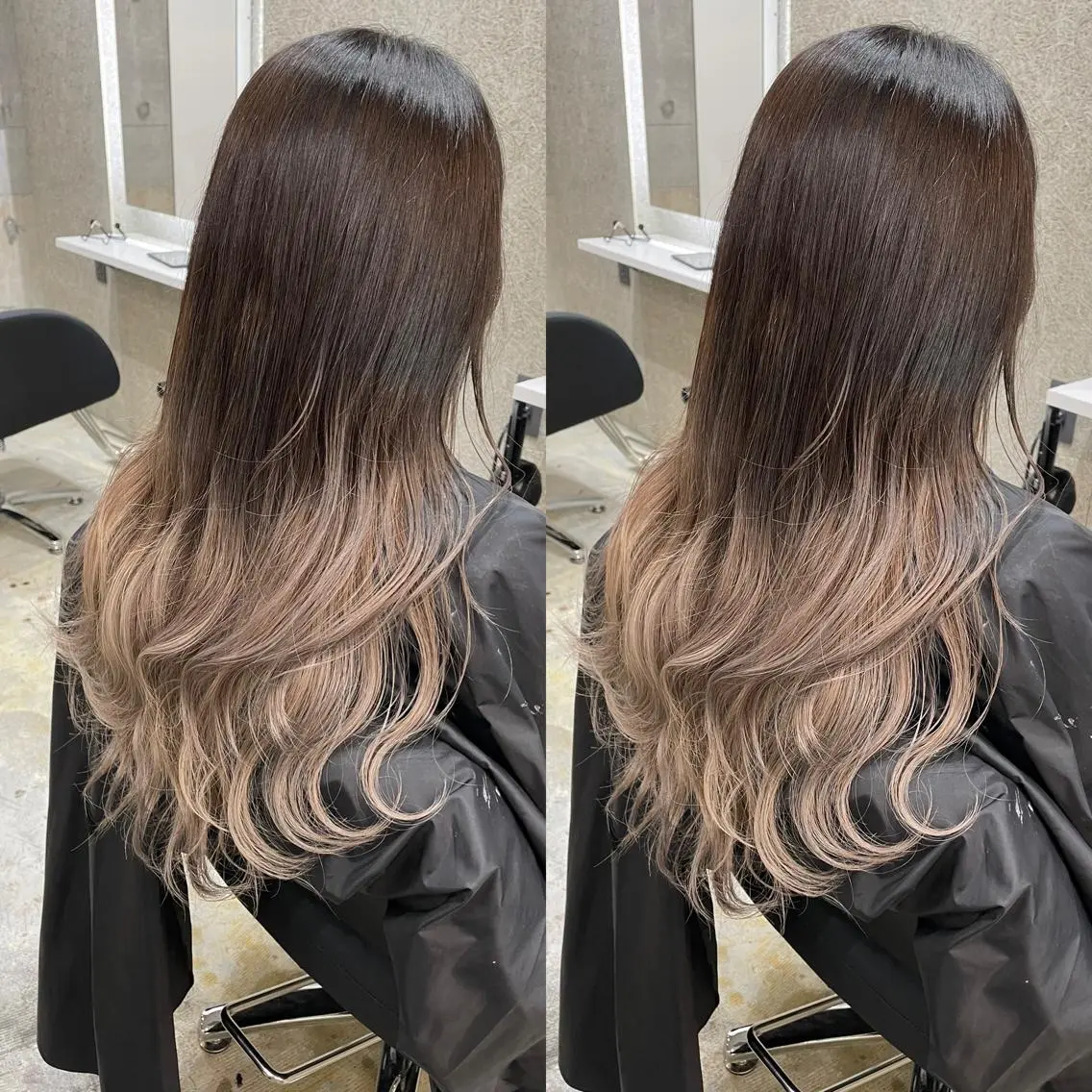 ロング ミストバング ボブ ハイライト 髪質改善 韓国風ヘア カット ヘアカラー トリートメント 韓国風レイヤー ハイトーンRYOTAのヘアスタイル