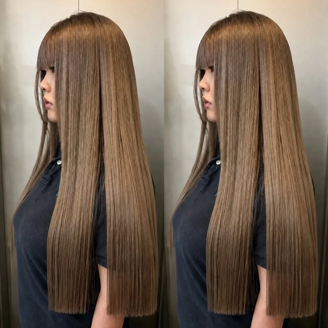 ロング カラー ベージュカラー ヘアカラー トリートメント なんば、心斎橋🍓 ハイトーンnicoのヘアスタイル