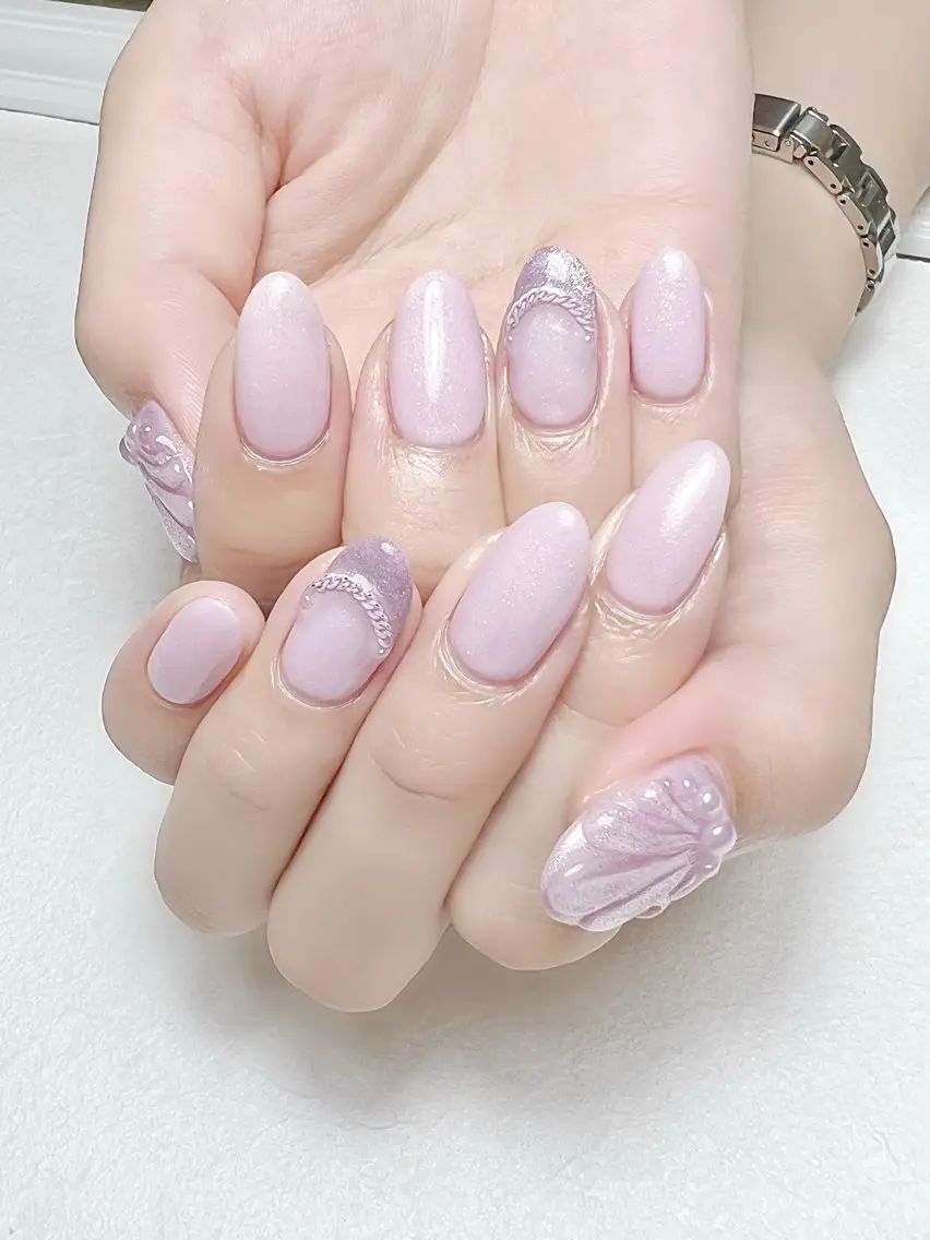 ネイル マグネットネイル パープル 夏ネイル rouse nail RISATOのネイルデザイン