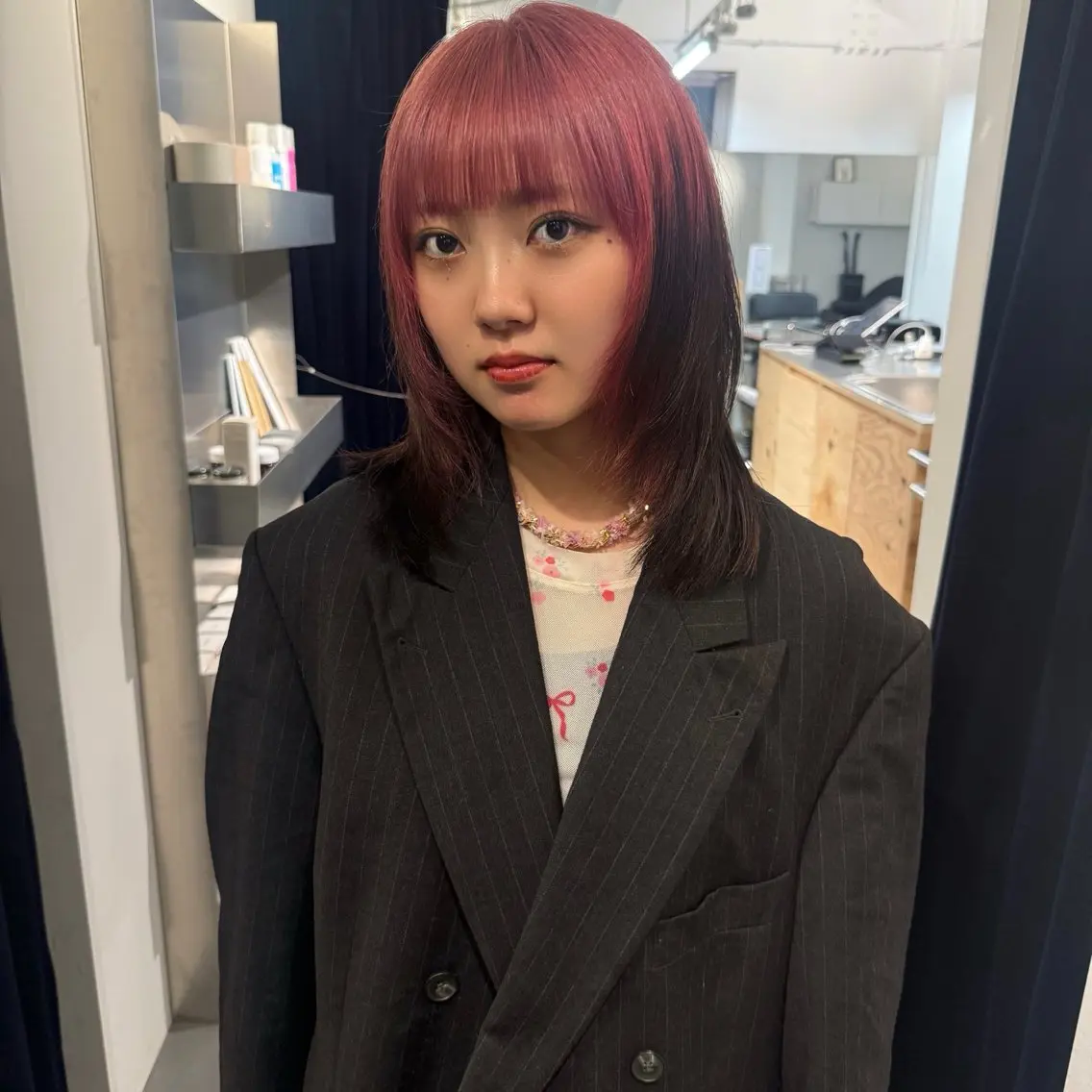ミディアム カラー ヘアアレンジ カット ヘアカラー トリートメント Mizobe misakiのヘアスタイル