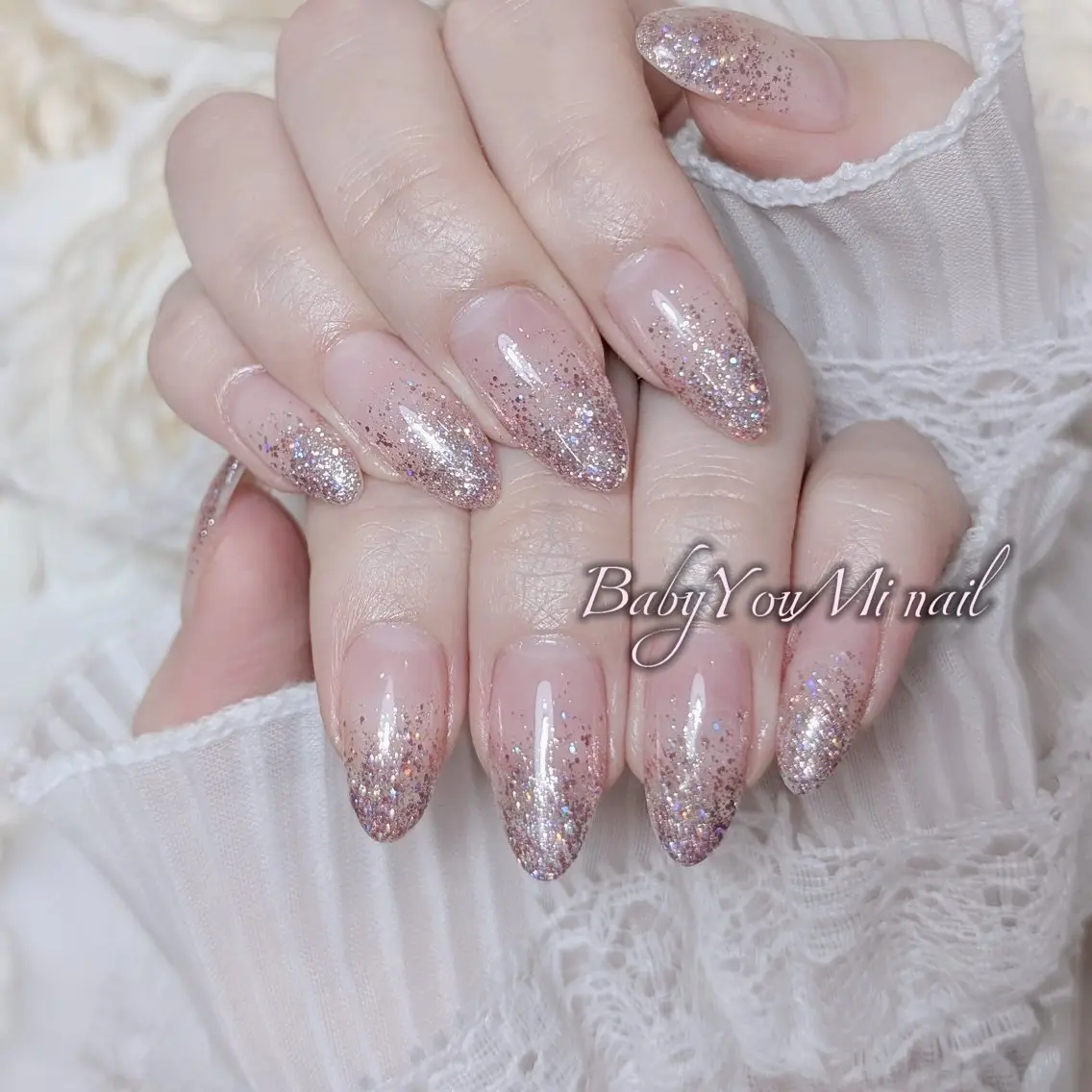 ネイル オーロラネイル チークネイル 成人式 フットネイル フレンチネイル ハンドネイル BabyYouMi nailのネイルデザイン