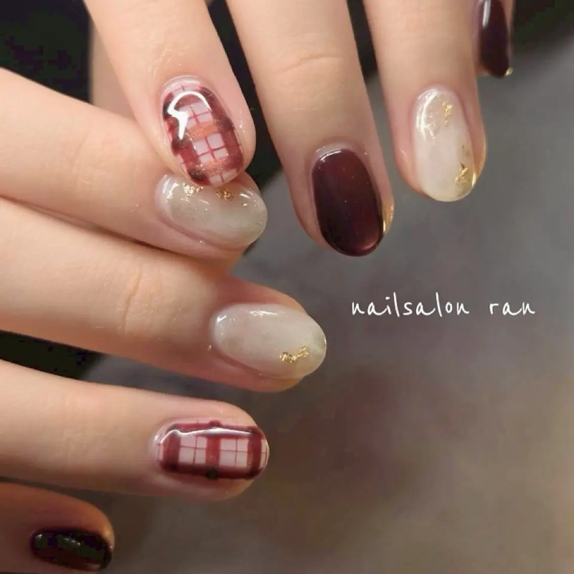 ネイル ボルドー ハンドネイル ハンドケア nailsalon ranのネイルデザイン