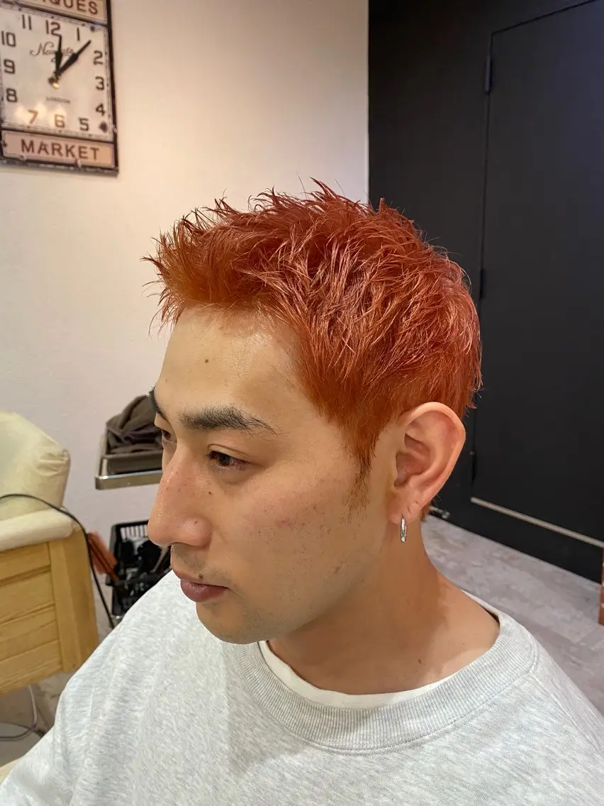 ショート カラー メンズ オレンジ GAKU 【メンズ特化】のヘアスタイル