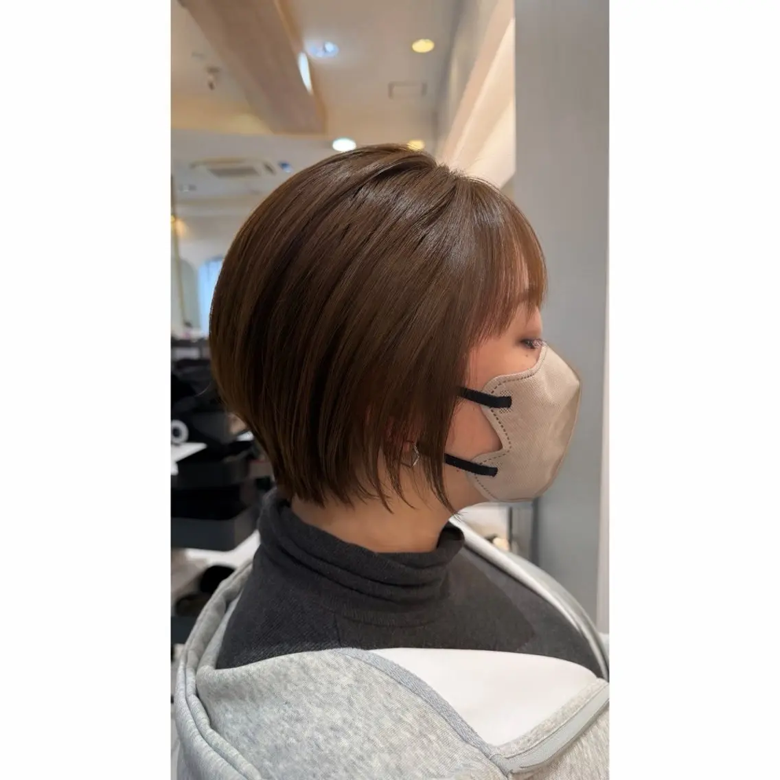 ショート カラー ベージュカラー ブリーチ ミルクティーベージュ ブリーチなしカラー カット ヘアカラー トリートメント beaute錦糸町 🦖⋆͛yuka💚のヘアスタイル