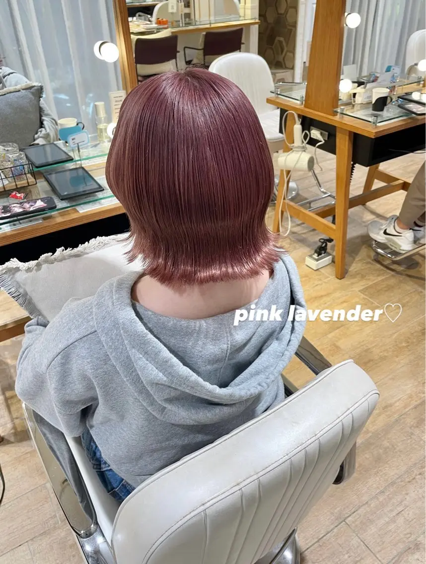セミロング カラー ヘアアレンジ ヘアカラー トリートメント ハイトーンピンク🍑 ブリーチ🍑RINAのヘアスタイル