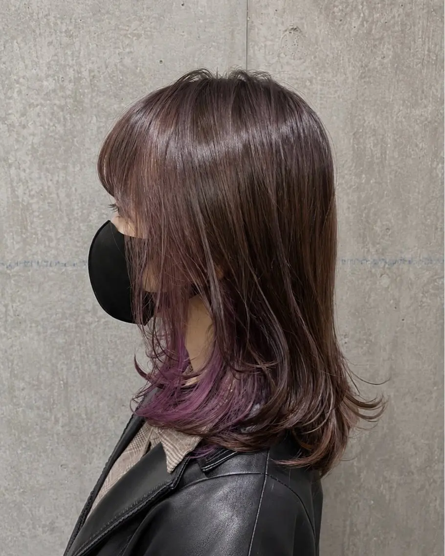 ミディアム カラー インナーカラー ラベンダーカラー 萩原 凌✄のヘアスタイル