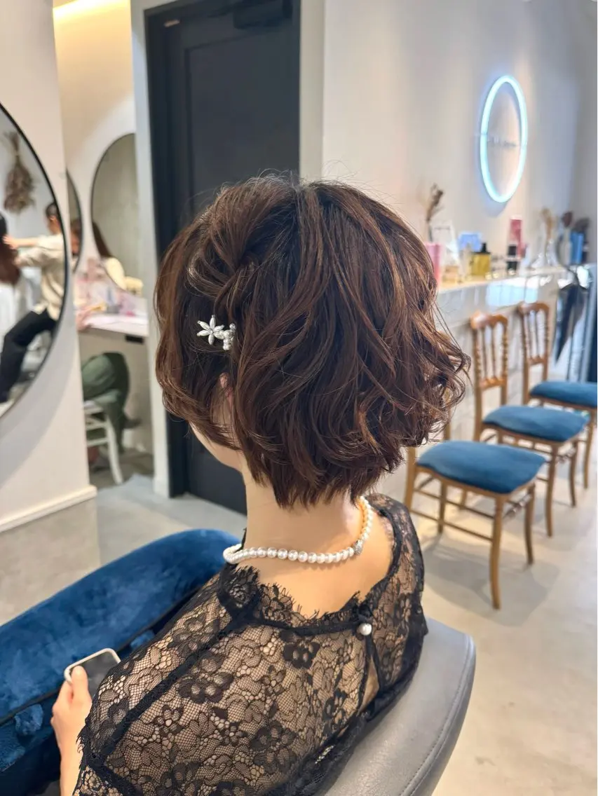 ショート ヘアアレンジ ショートヘア ヘアセット 𝐇𝐢𝐧𝐚 ⟡.·のヘアスタイル