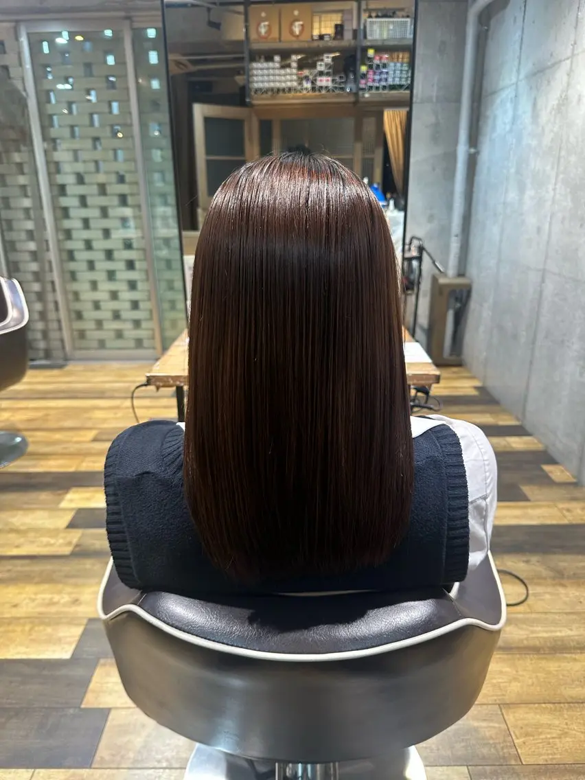 セミロング カラー 縮毛矯正 flannel 優介のヘアスタイル