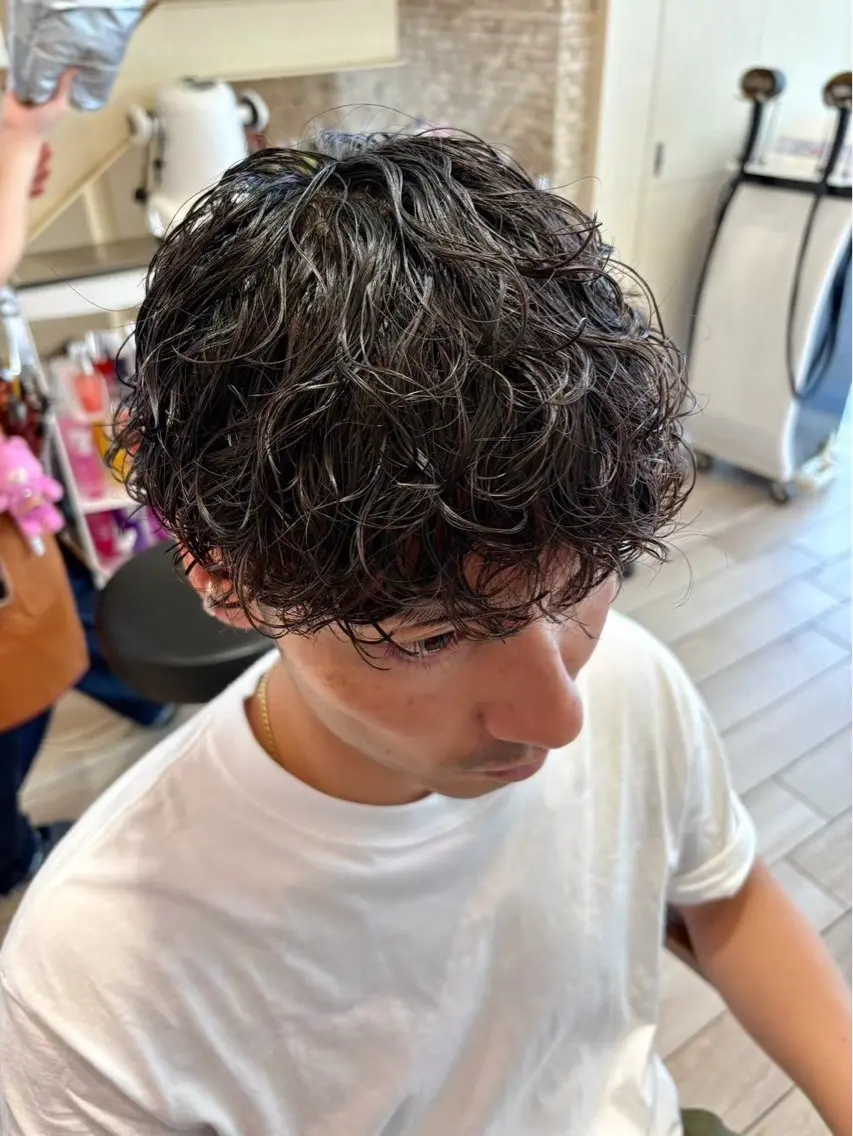 パーマ メンズ カット パーマ 高根 莉萌のヘアスタイル