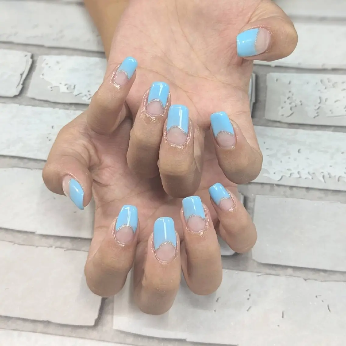 ネイル フレンチネイル ラメ(グリッター) ハンドネイル ネイルサロンベルティ .keikoのネイルデザイン