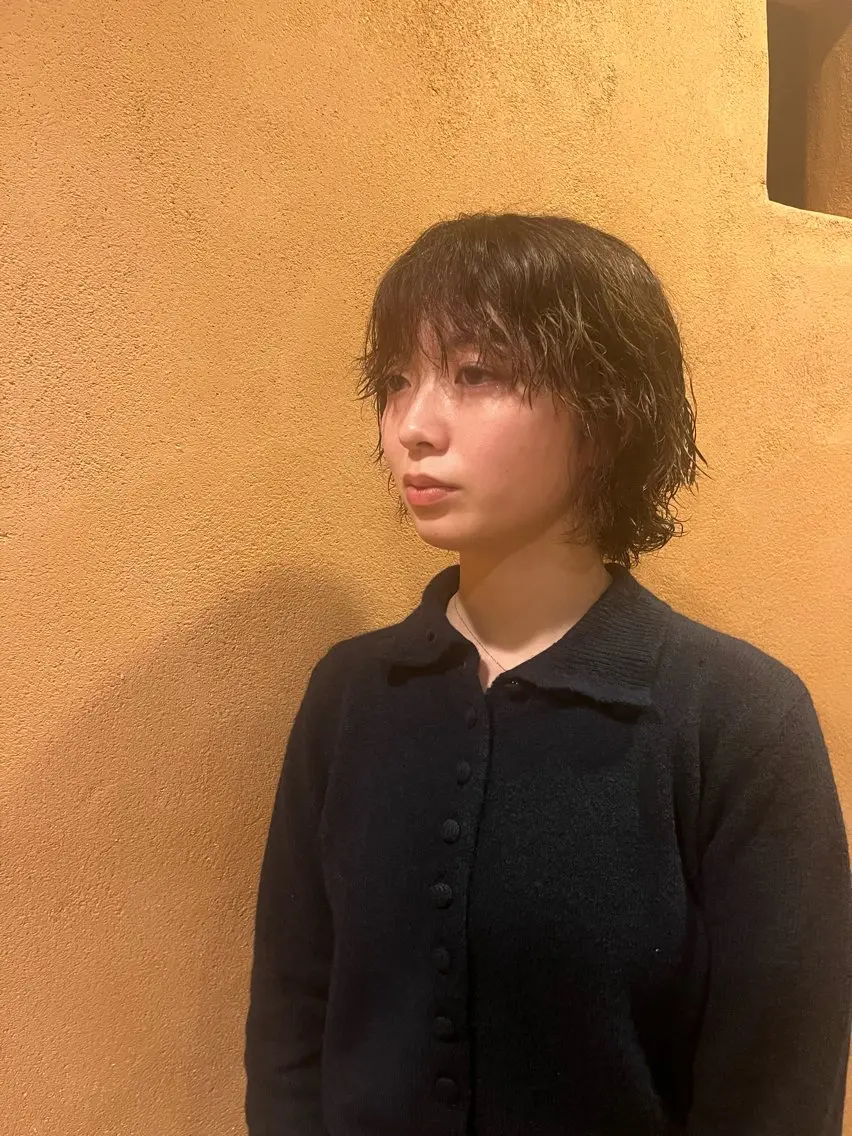 ミディアム ボブ 顔周りカット レイヤーカット ウルフカット モデル募集中/前田 栄次のヘアスタイル