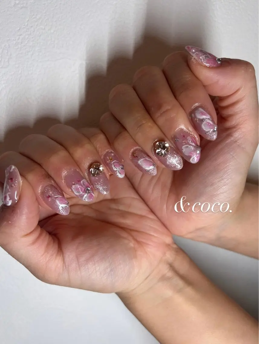 ネイル 桜ネイル ジェルネイル 春ネイル ハンドネイル ＆ coco.のネイルデザイン