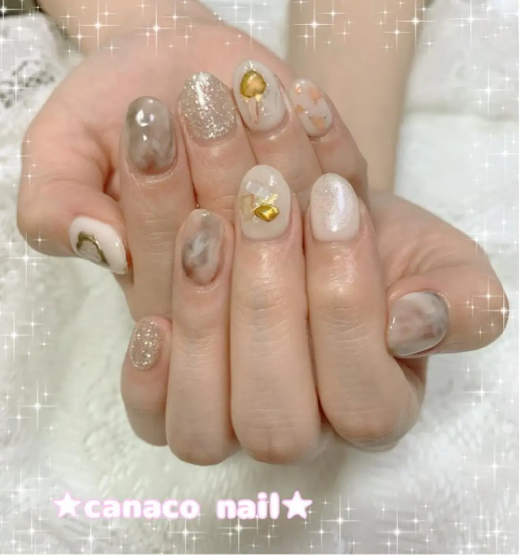 ネイル アートネイル ジェルネイル 大理石ネイル(マーブル) パラジェル ストーンネイル ベテランネイル cnc nailのネイルデザイン