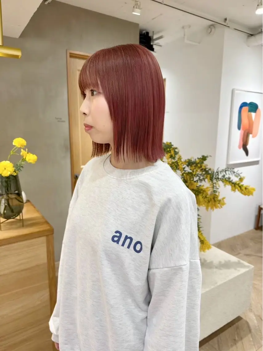ミディアム カラー レッドカラー ダブル透明感カラー/ ロングカット/Rioのヘアスタイル