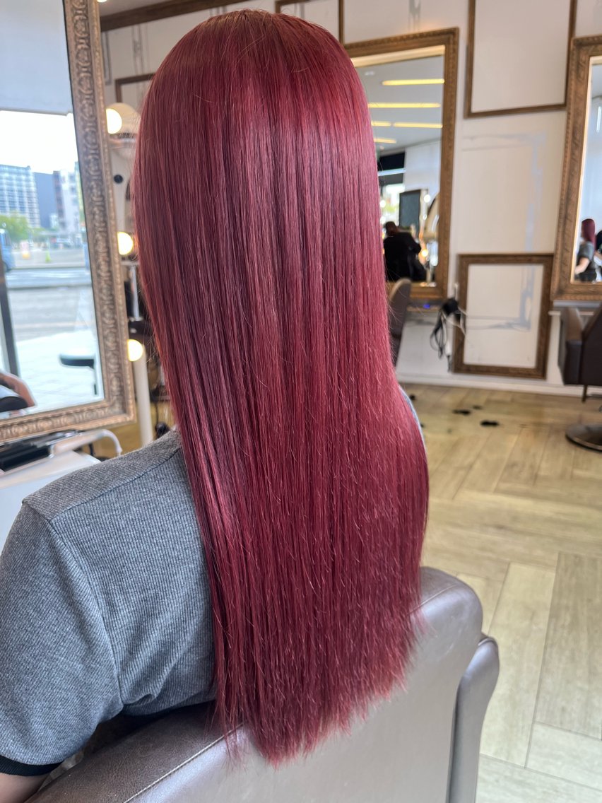 カラー レッドカラー ヘアカラー トリートメント ブリーチカラー募集 合澤のヘアスタイル