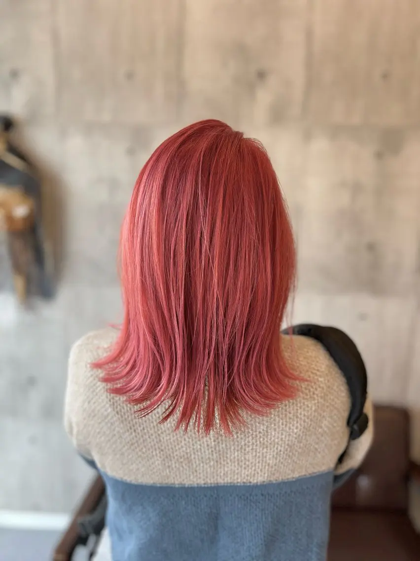 ミディアム カラー ダブルカラー ピンクカラー ヘアカラー Style Tのヘアスタイル