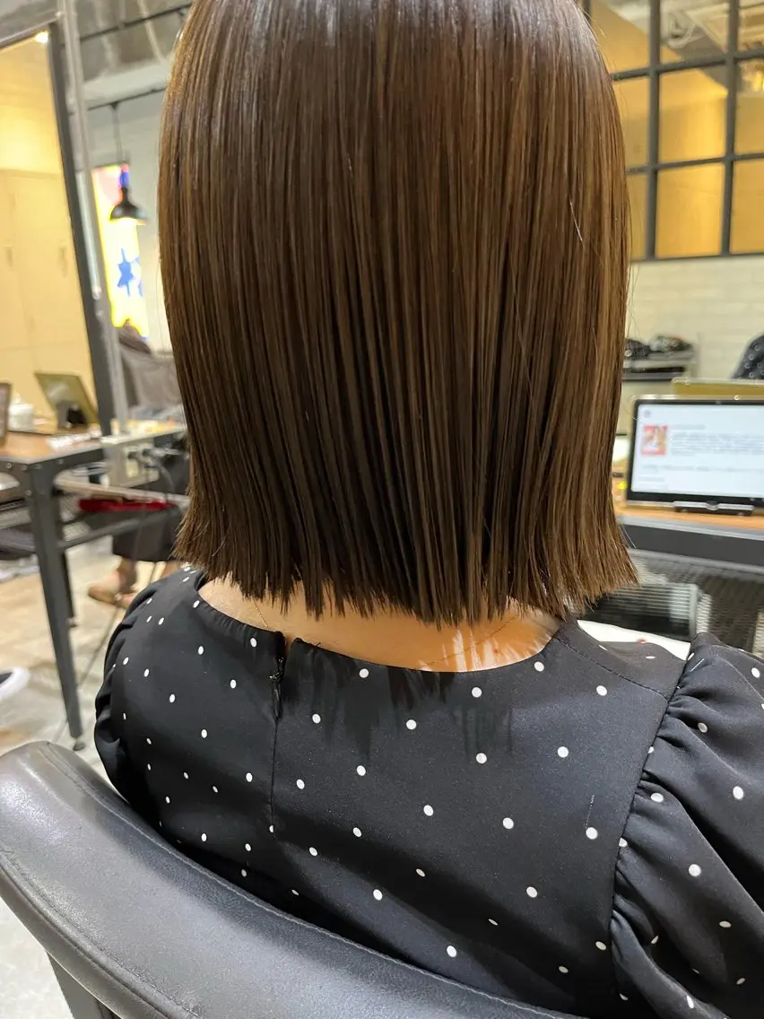 ショート ボブ 髪質改善 トリートメント カット ヘアカラー トリートメント Zina博多/ボブ 顔周りKEIKOのヘアスタイル