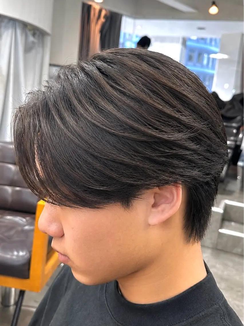 パーマ メンズ カット パーマ 梅田/センターパート 山下学偉のヘアスタイル