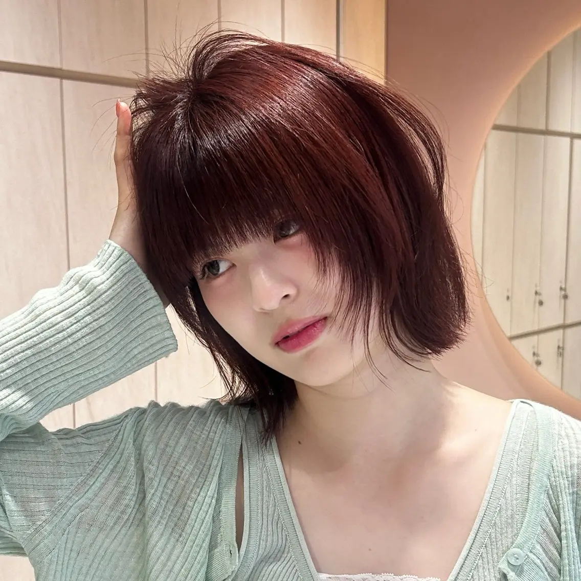 ショート カラー ブラウンカラー ボブ 藤井 脩矢のヘアスタイル