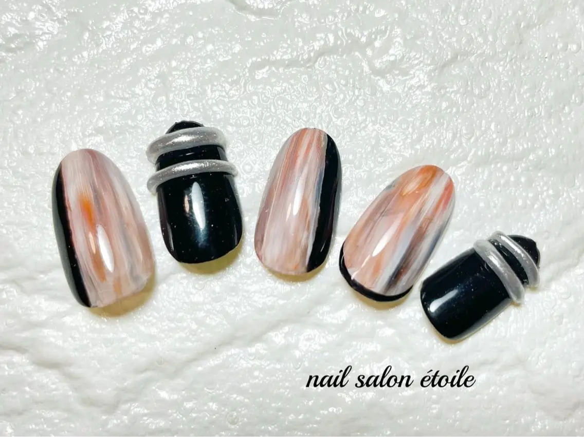 ネイル アートネイル ジェルネイル ニュアンスネイル シルバー ハンドネイル nail salon étoileのネイルデザイン