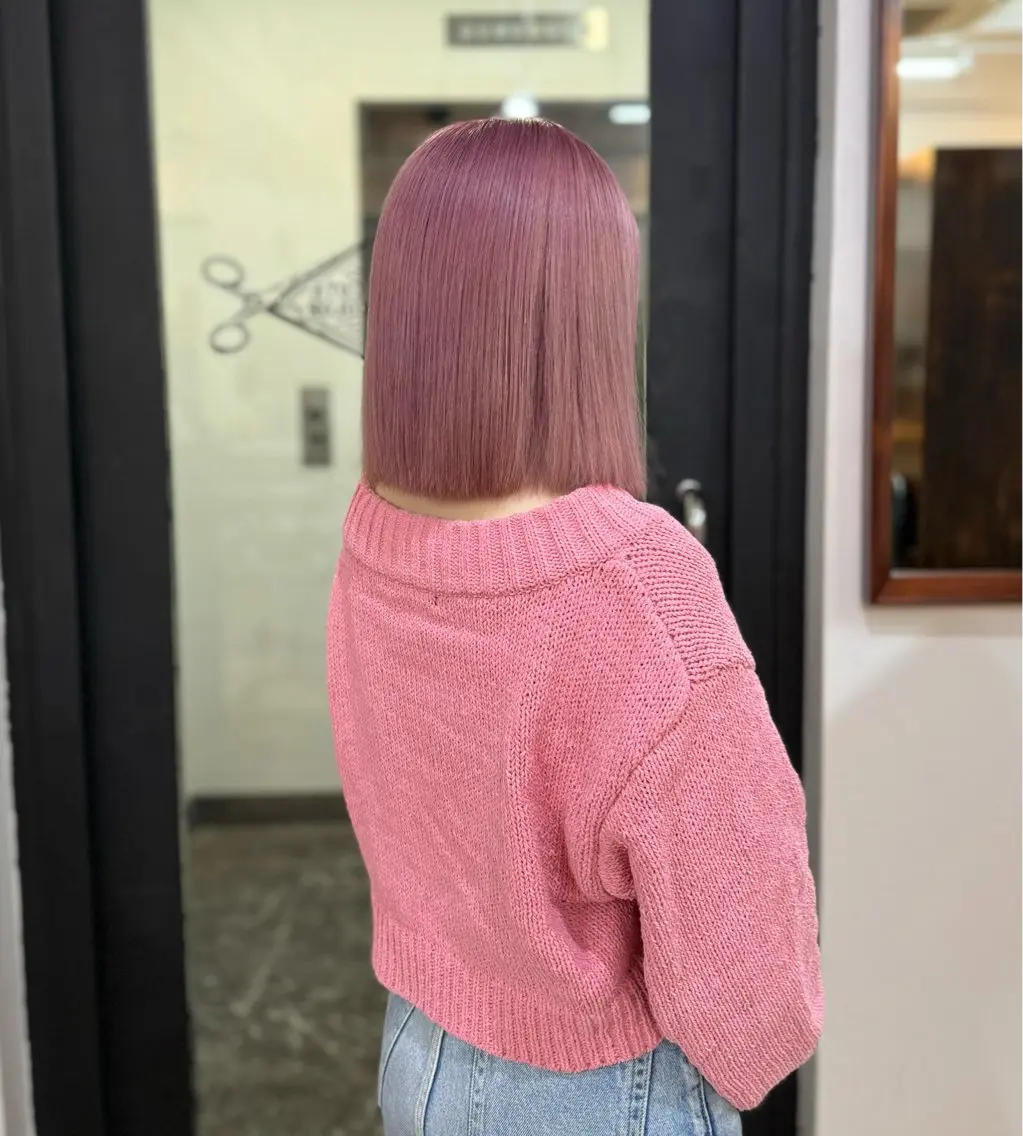 ミディアム カラー ピンクカラー 似合わせカット ヘアカラー ブリーチカラーモデル 募集中/ リョウスケのヘアスタイル