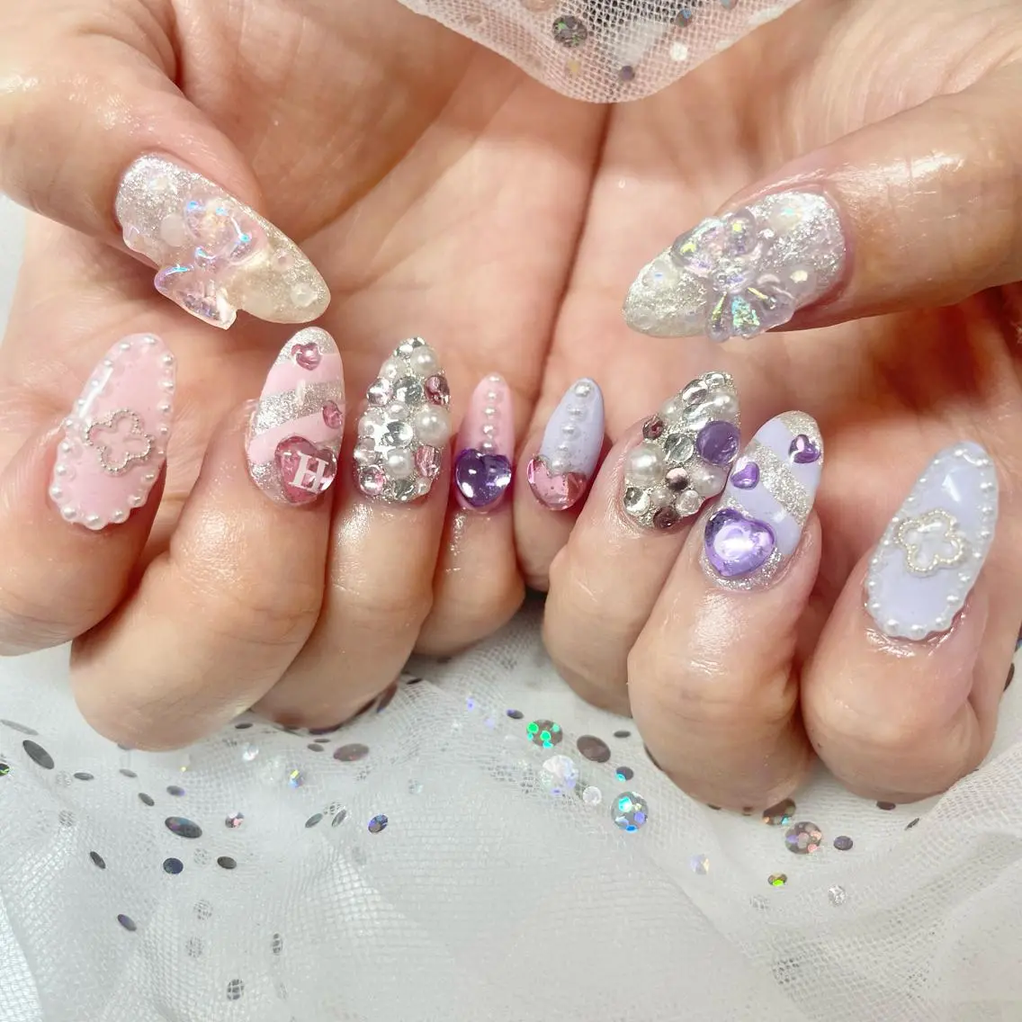 ネイル ピンク パープル ハンドネイル 🎀AYAKO 🎀中韓ネイルのネイルデザイン