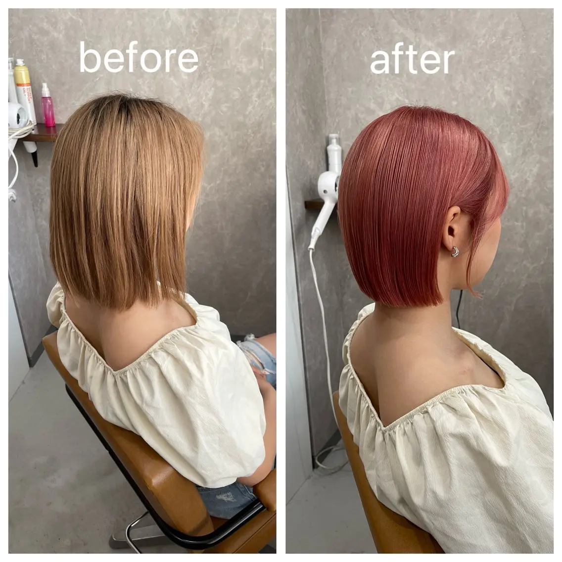 カラー 透明感カラー オレンジ ピンクカラー カット ヘアカラー Maison Toi 山﨑 麻生のヘアスタイル