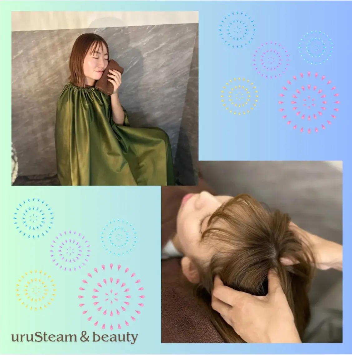 体の巡りを良くして頭もスッキリ✨️🌸ご新規様限定🌸よもぎ蒸し50分+ドライヘッドスパ50分の写真