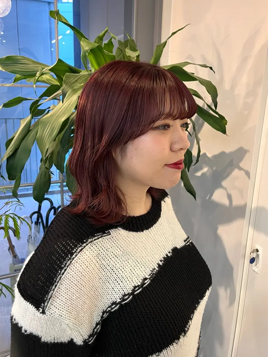 ミディアム カラー レッドカラー 神原 茉依🩰🪩のヘアスタイル