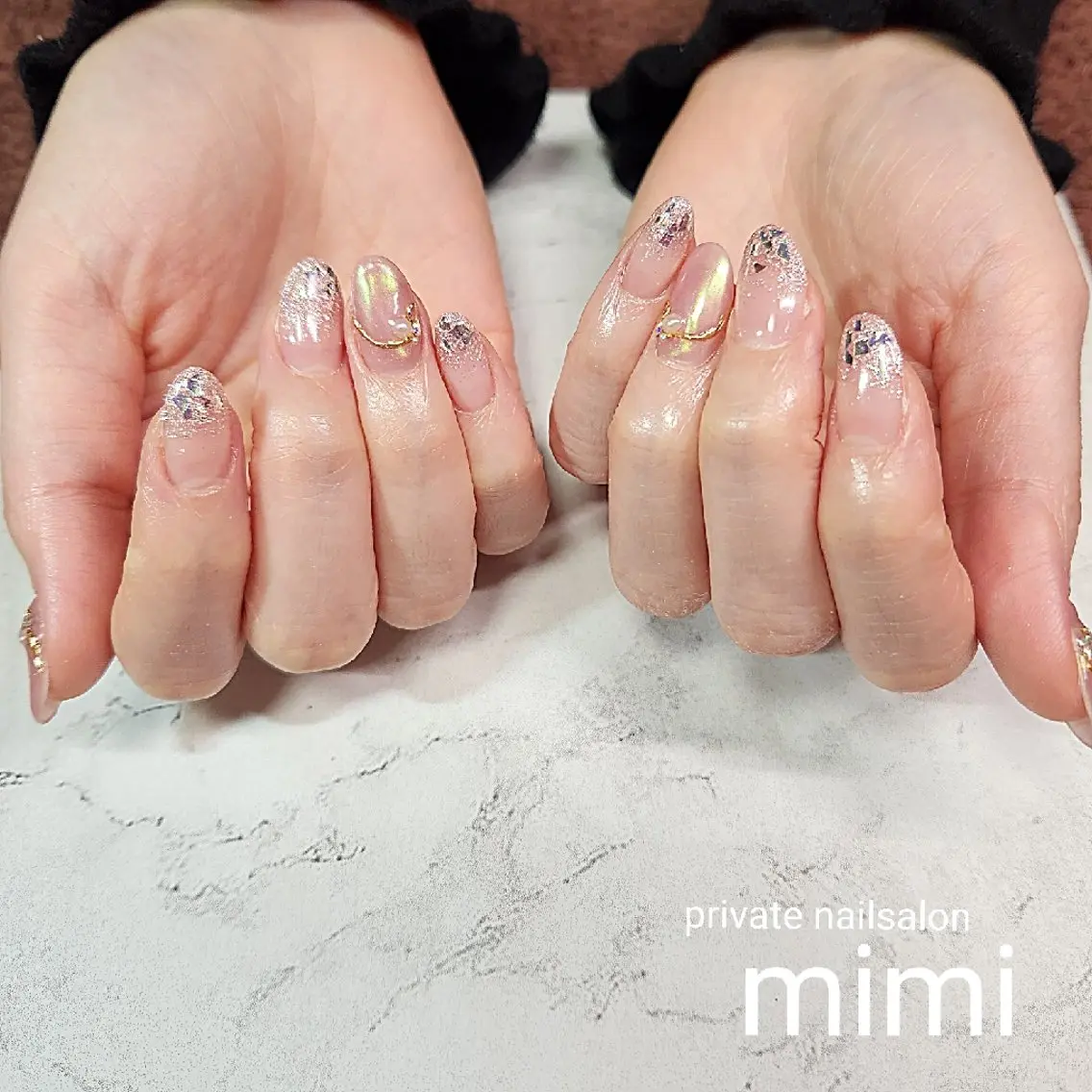 ネイル 氷ネイル・うるうるネイル ピンク 博多ネイル ｍｉｍｉのネイルデザイン