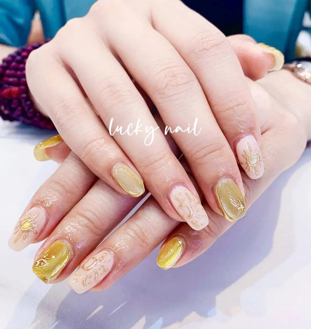 ネイル チークネイル 長さ出し ジェルネイル マグネットネイル 持ち込み Lucky nail 小林和希のネイルデザイン