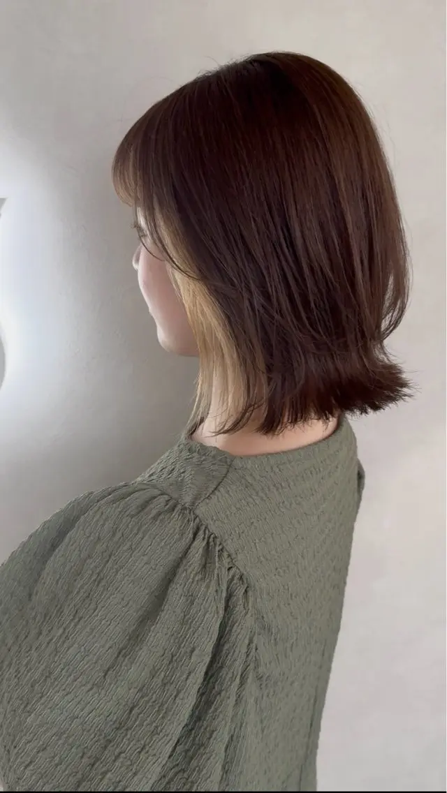 ミディアム ボブ くびれヘア レイヤーカット カット ヘアカラー 辻 泰之のヘアスタイル
