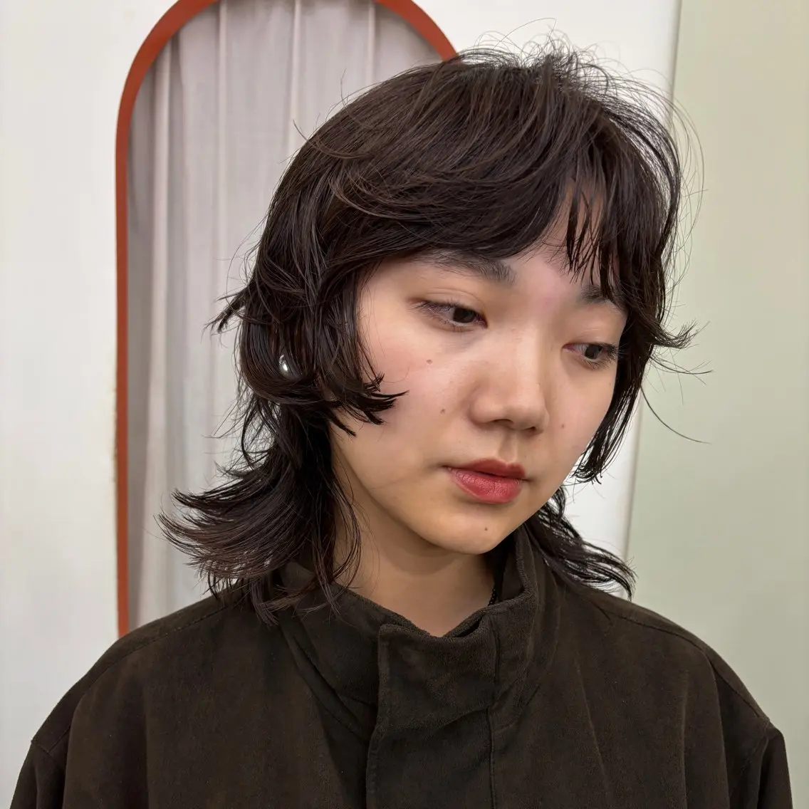 ミディアム カラー パーマ カット ヘアカラー パーマ トリートメント トレンドボブ /ミリヤのヘアスタイル