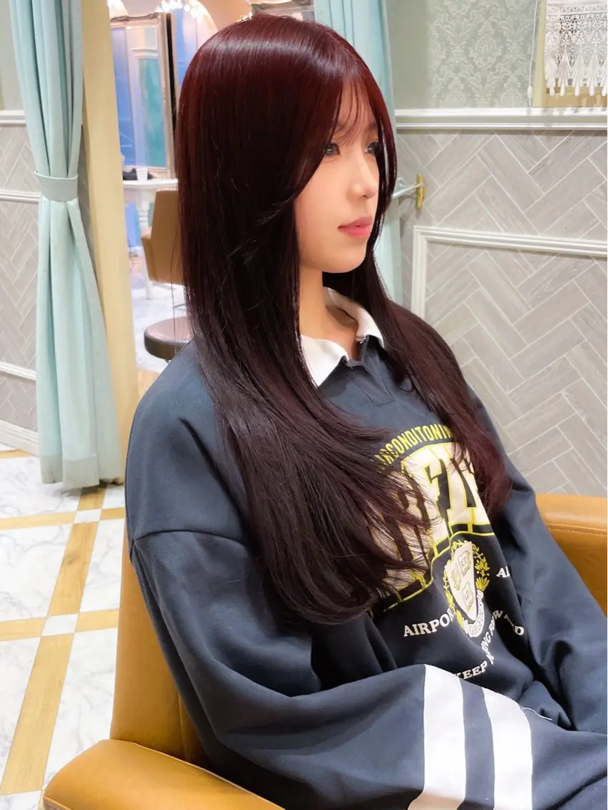 セミロング 髪質改善 韓国風ヘア レイヤーカット 縮毛矯正 美髪縮毛矯正🩶 髪質改善/Shinaのヘアスタイル