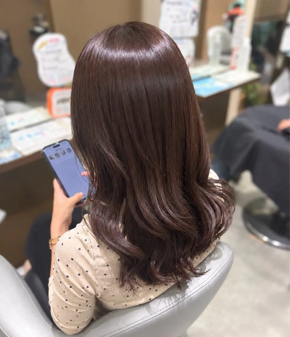 ミディアム カラー ブラウンカラー ヘアカラー トリートメント ✨️超ツヤ髪/ 超快眠スパ🫧山中のヘアスタイル