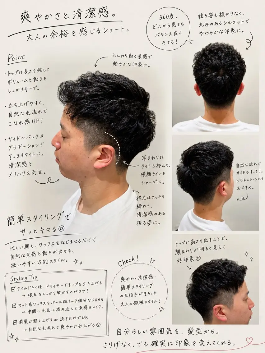 ミディアム パーマ ヘアアレンジ メンズ メンズパーマ 似合わせカットのヘアスタイル