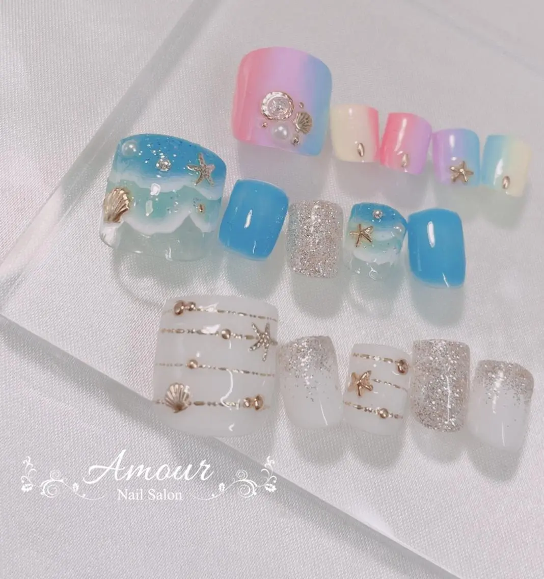 フットネイル👣⸒⸒オフ無料🎀ジェルネイルの写真